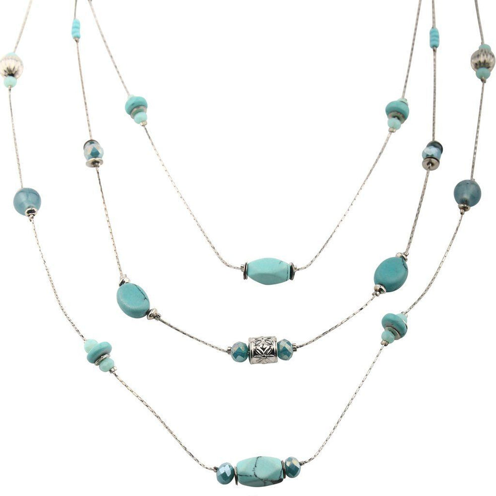 3 Strand Blue Bead Necklace