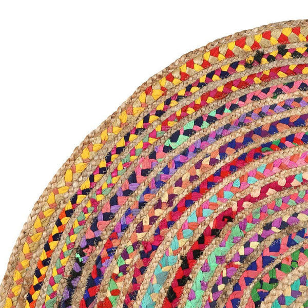 120Cm Round Braided Chindi & Jute Rug