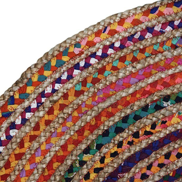 120Cm Round Braided Chindi & Jute Rug