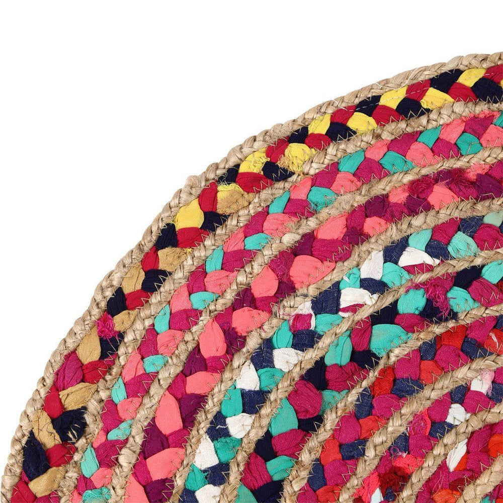 150Cm Round Braided Chindi & Jute Rug