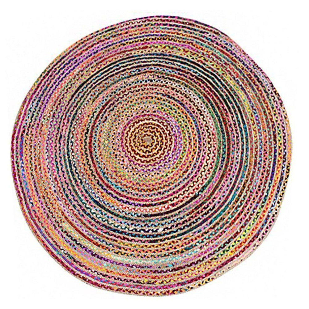 150cm Round Braided Chindi & Jute Rug
