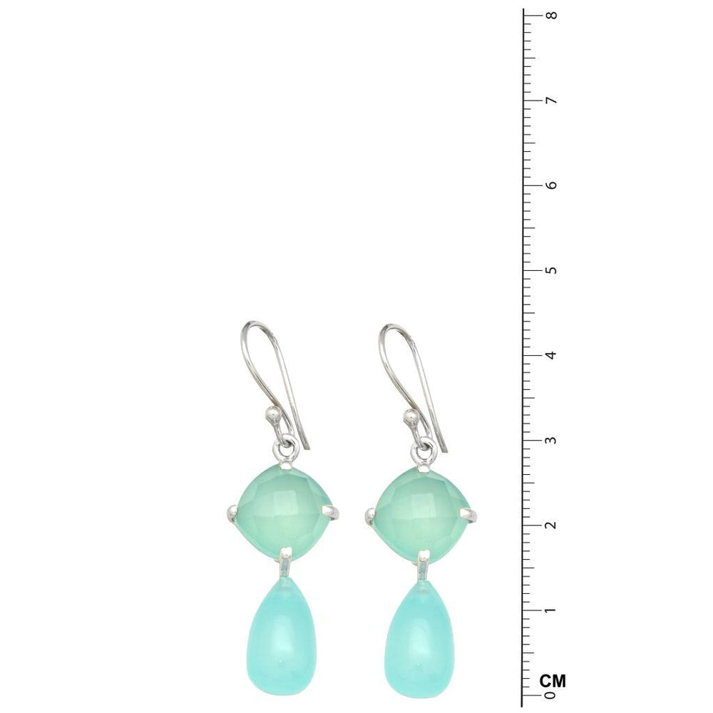 2 Stone Aqua Chalcedony Earrings