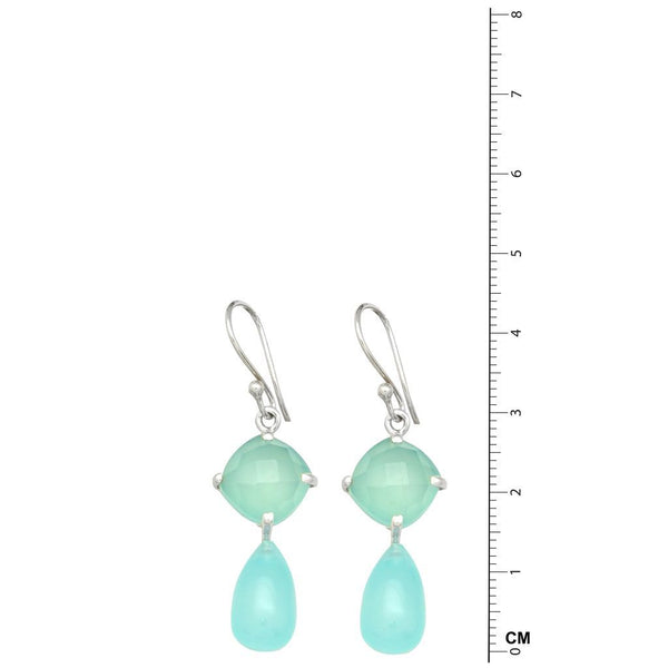 2 Stone Aqua Chalcedony Earrings