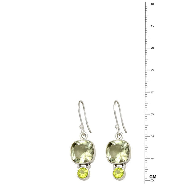 2 Stone Green Amethyst And Peridot Earrings