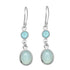 2 Stone Round Aqua Chalcedony Earrings