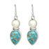 2 Stone Turquoise Pearl Earrings