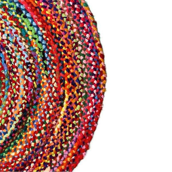 200Cm Round Braided Chindi Rug