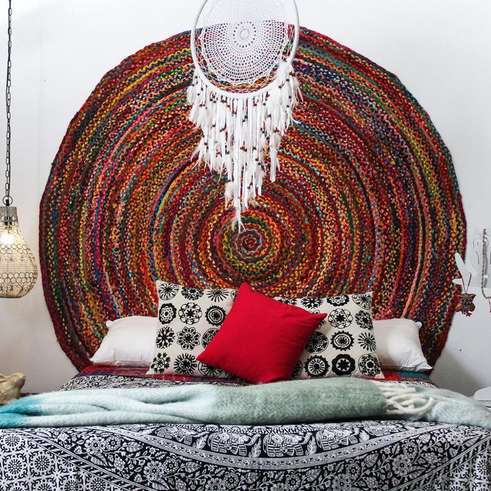 200Cm Round Braided Chindi Rug