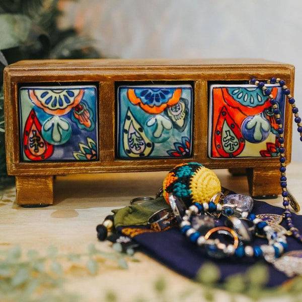 3 Drawer Handpainted Ceramic Box