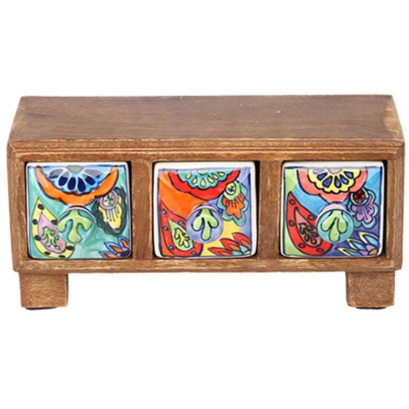 3 Drawer Handpainted Ceramic Box