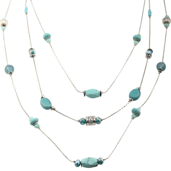 3 Strand Blue Bead Necklace