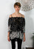 3/4 Sleeve Printed Black Top